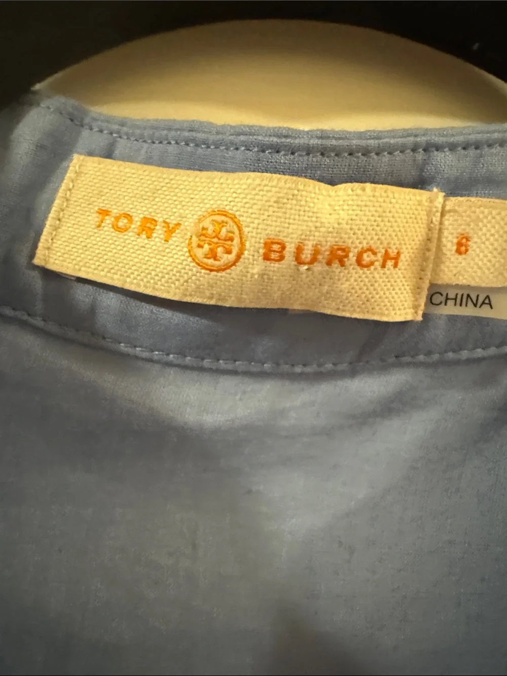 Tory Burch Light Blue V-Neck Embellished Tunic